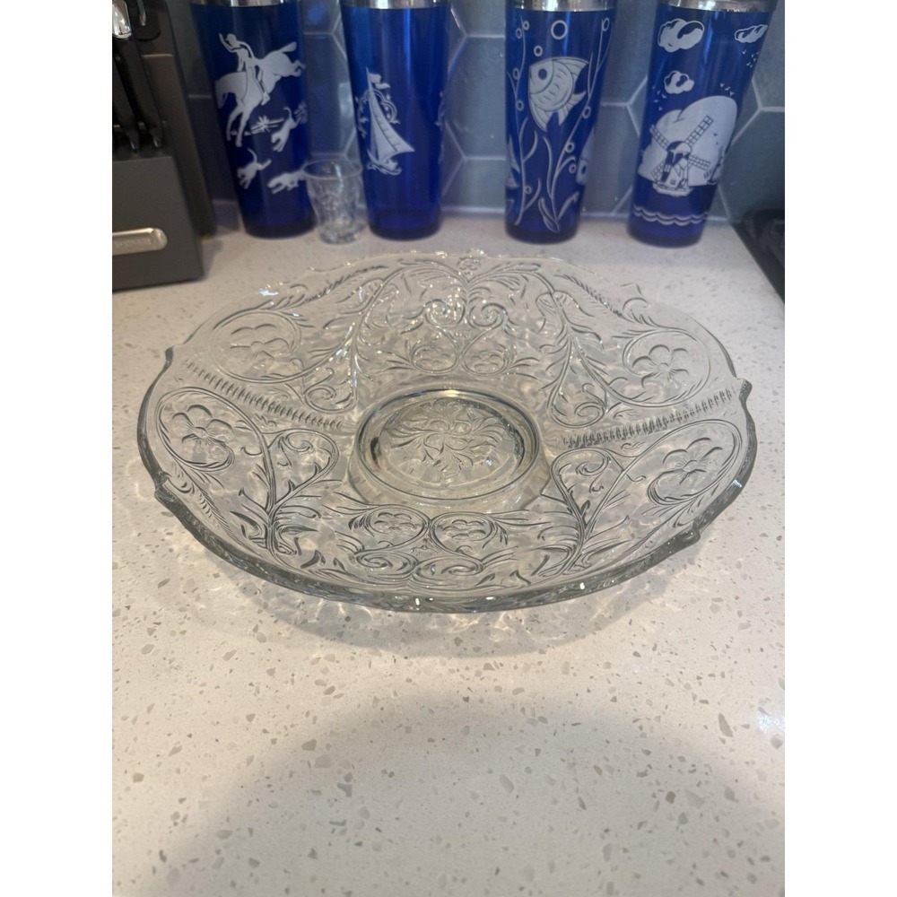McKee Rock Crystal Clear 12" Low Console Footed Bowl  EAPG Depression Glass